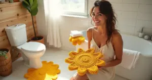 15 Ideias de Jogo de Banheiro em Crochê Amarelo Sol para um Lar Aconchegante 15 Ideias de Jogo de Banheiro em Crochê Amarelo Sol para um Lar Aconchegante