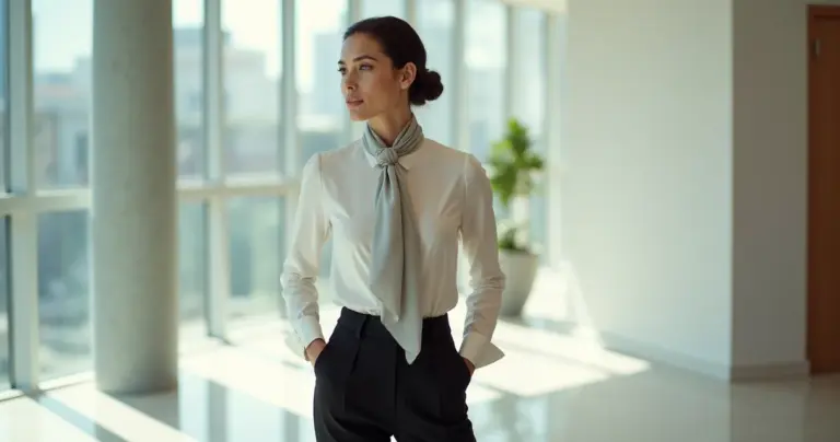 Qual a melhor forma de usar lenços para adicionar elegância ao look de trabalho?