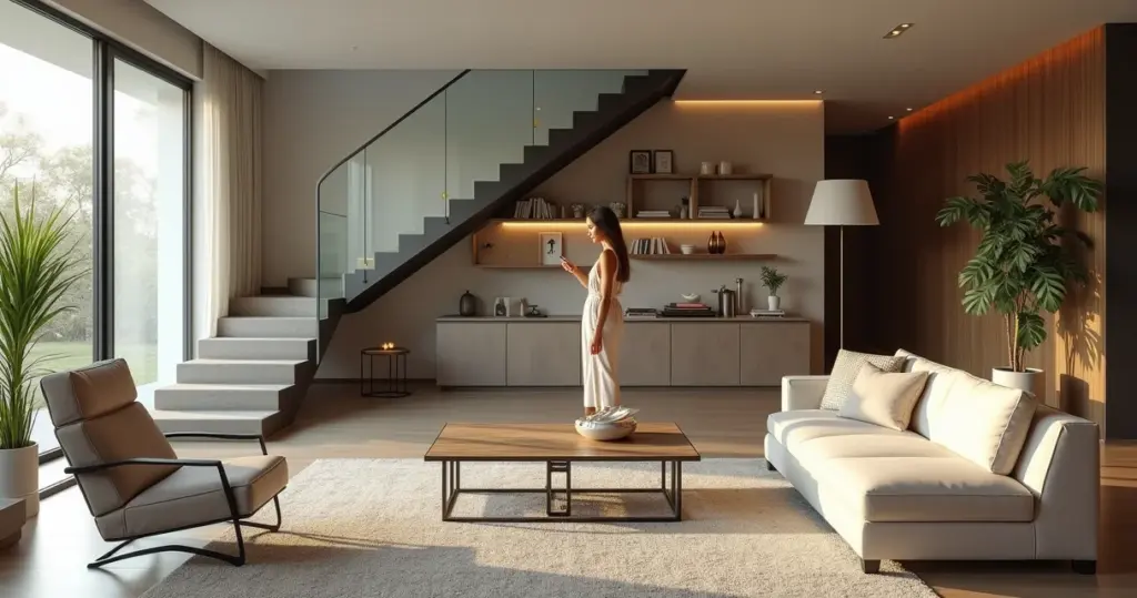 17 Ideias de Sala de Estar com Escada que Dobram seu Espaço