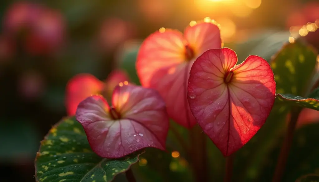 Begônia aconitifolia × Begonia coccinea: como cultivar esse híbrido fácil e lindo