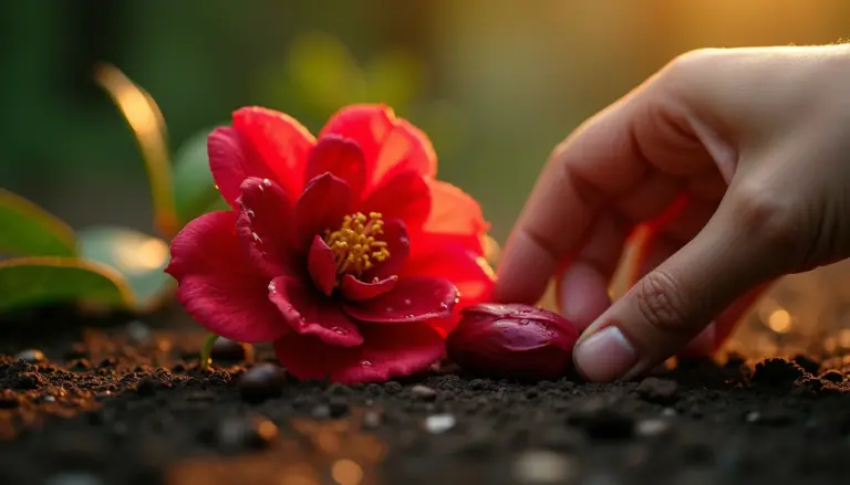 Camellia japonica com botões caindo? A culpa pode ser do vento