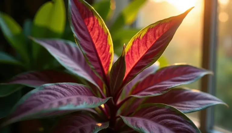 Planta com folha roxa e verde: a luz que mantém a cor vibrante Planta com folha roxa e verde: a luz que mantém a cor vibrante
